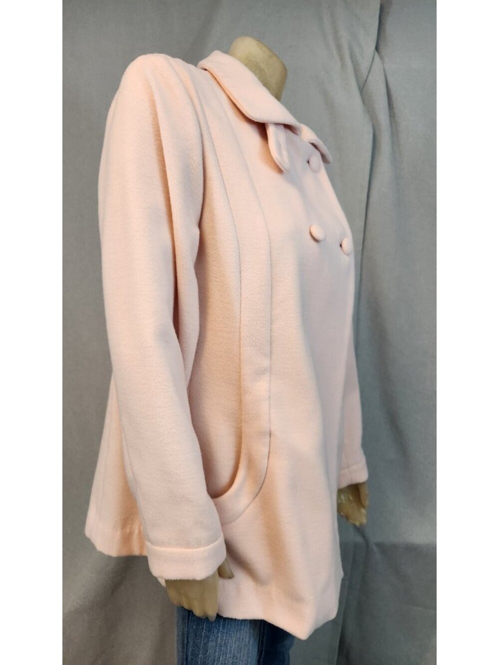 Chicos Solid Pink Button Dressy Peacoat Jacket Coat Womens Size 2 LARGE US 12 - Picture 2 of 7